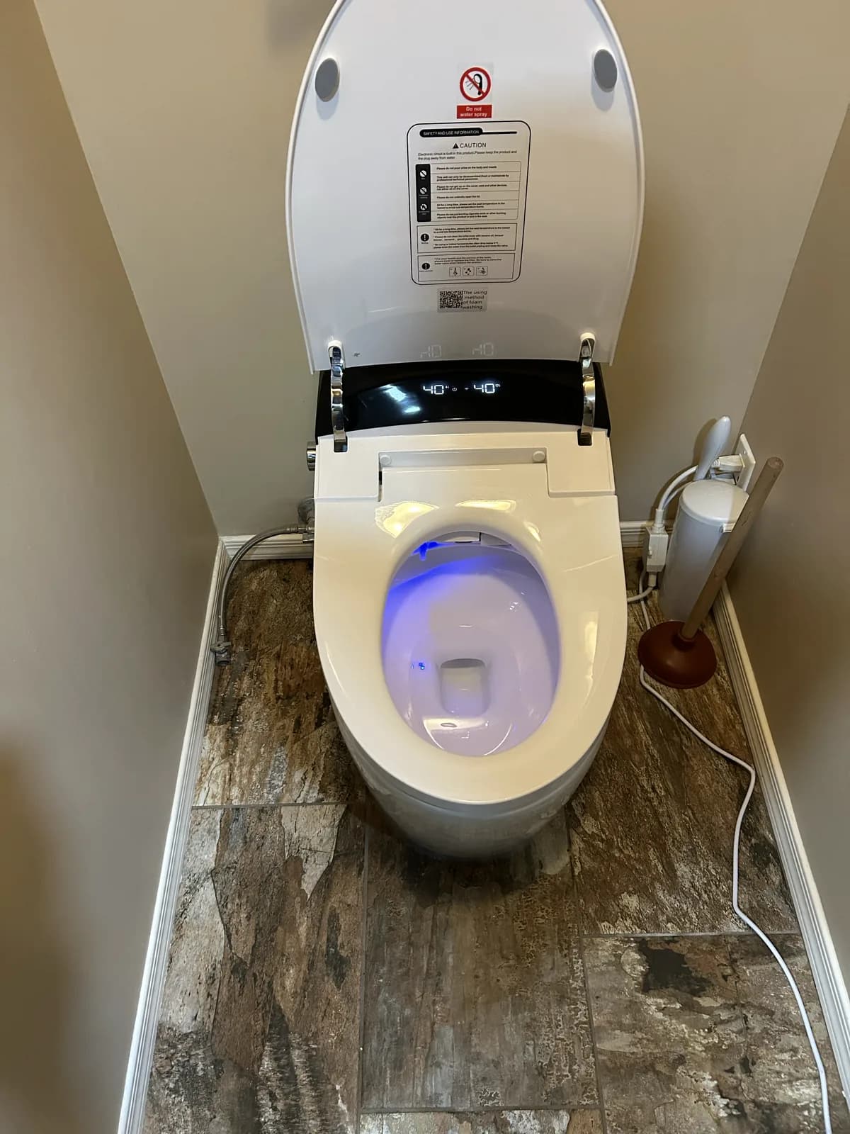 Finished wall-hung smart toilet installed by Plumber Kings in Tucson